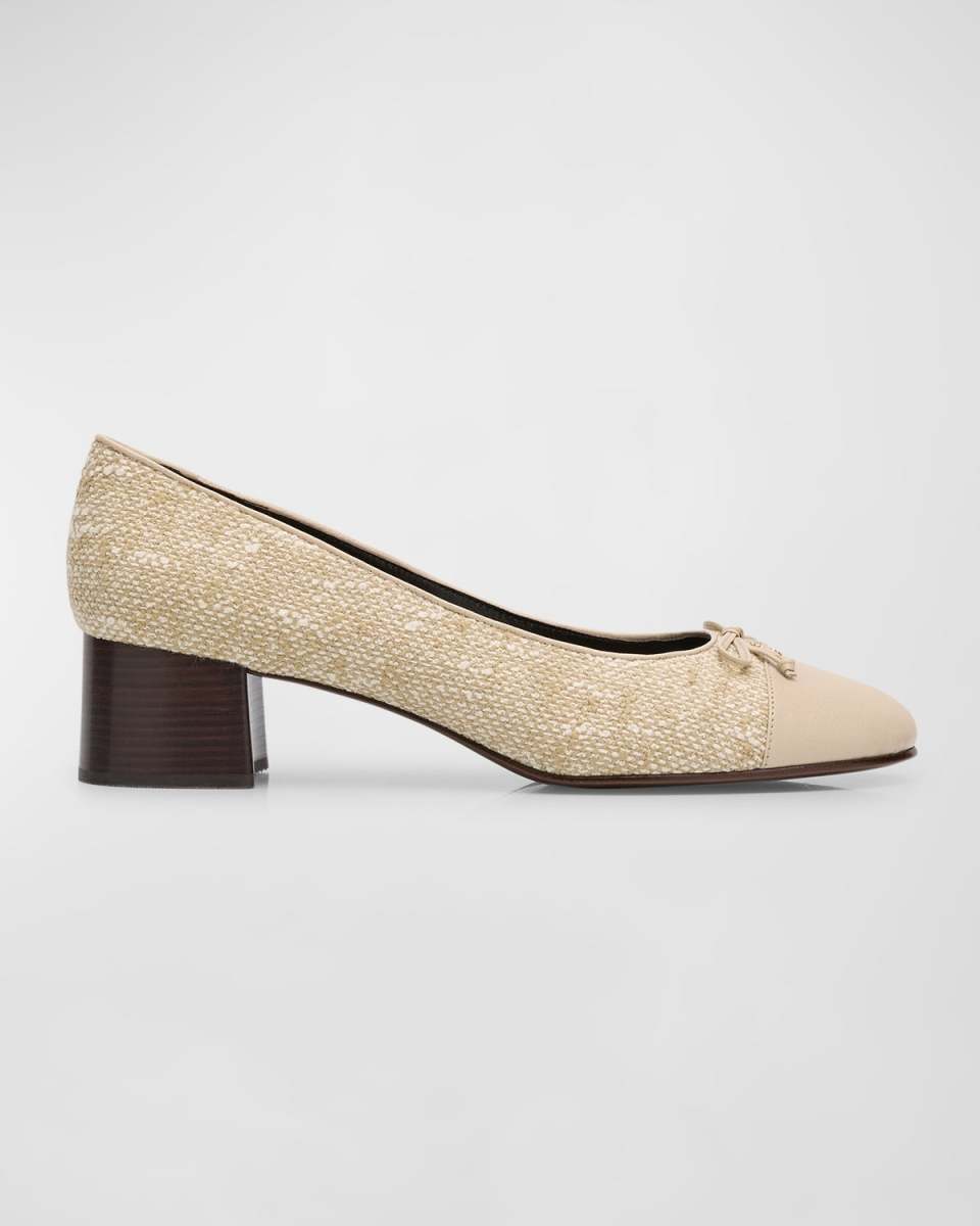 Cap-Toe Bow Ballerina Pumps